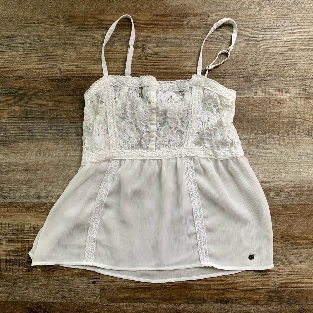Abercrombie Kids Girl’s Cute White Sheer Tank LRG